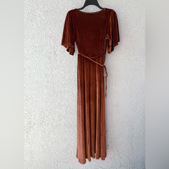 Baltic Born Bronze Meghan Velvet Wrap Maxi Dress Small - Picture 7 of 15